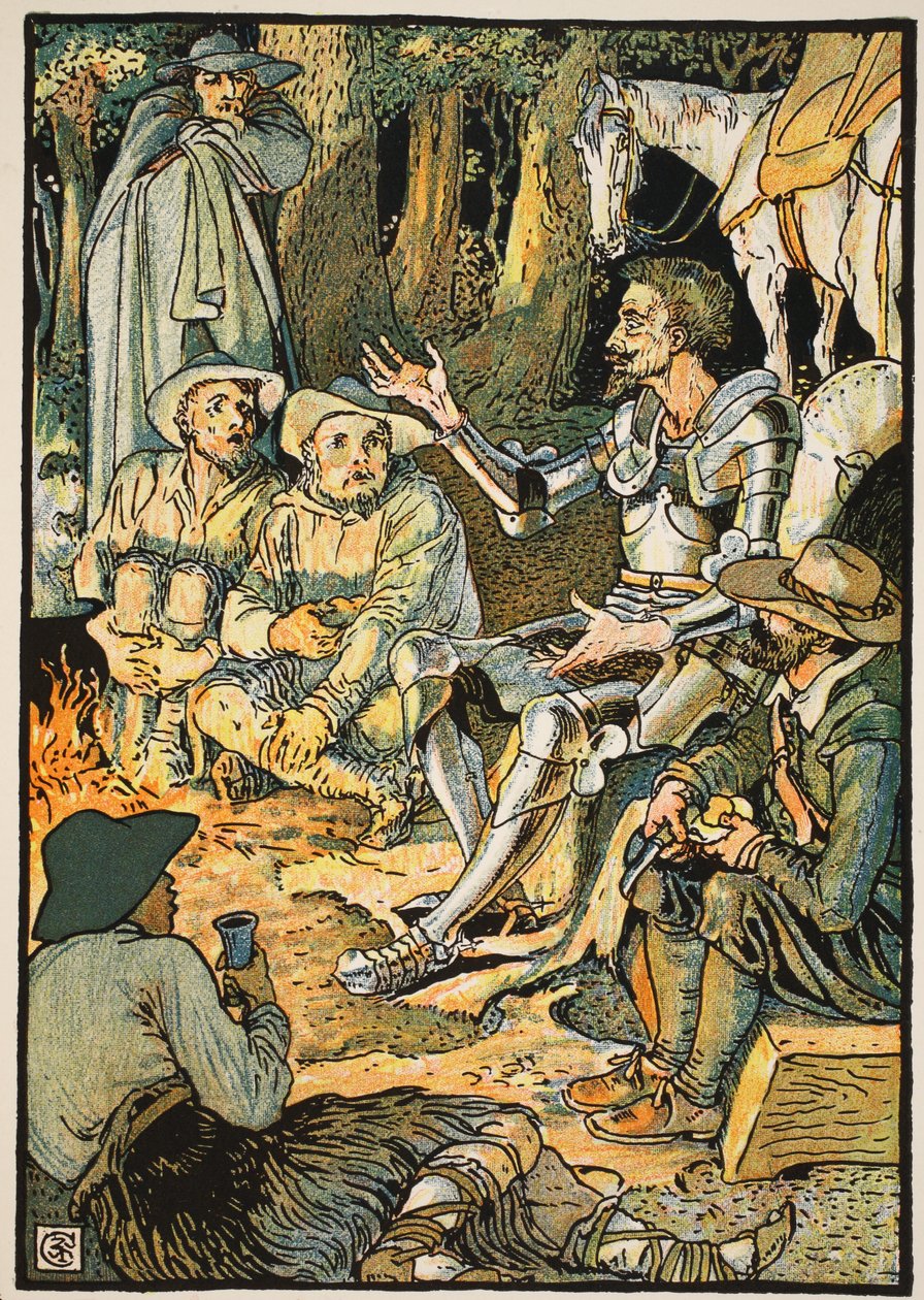 Don Quixote and the Goatherds ، رسم توضيحي من "Don Quixote of the Mancha" يعيد سرده القاضي Parry ، حانة. Blackie und Son Ltd ، لندن ، 1900 بواسطة والتر كرين