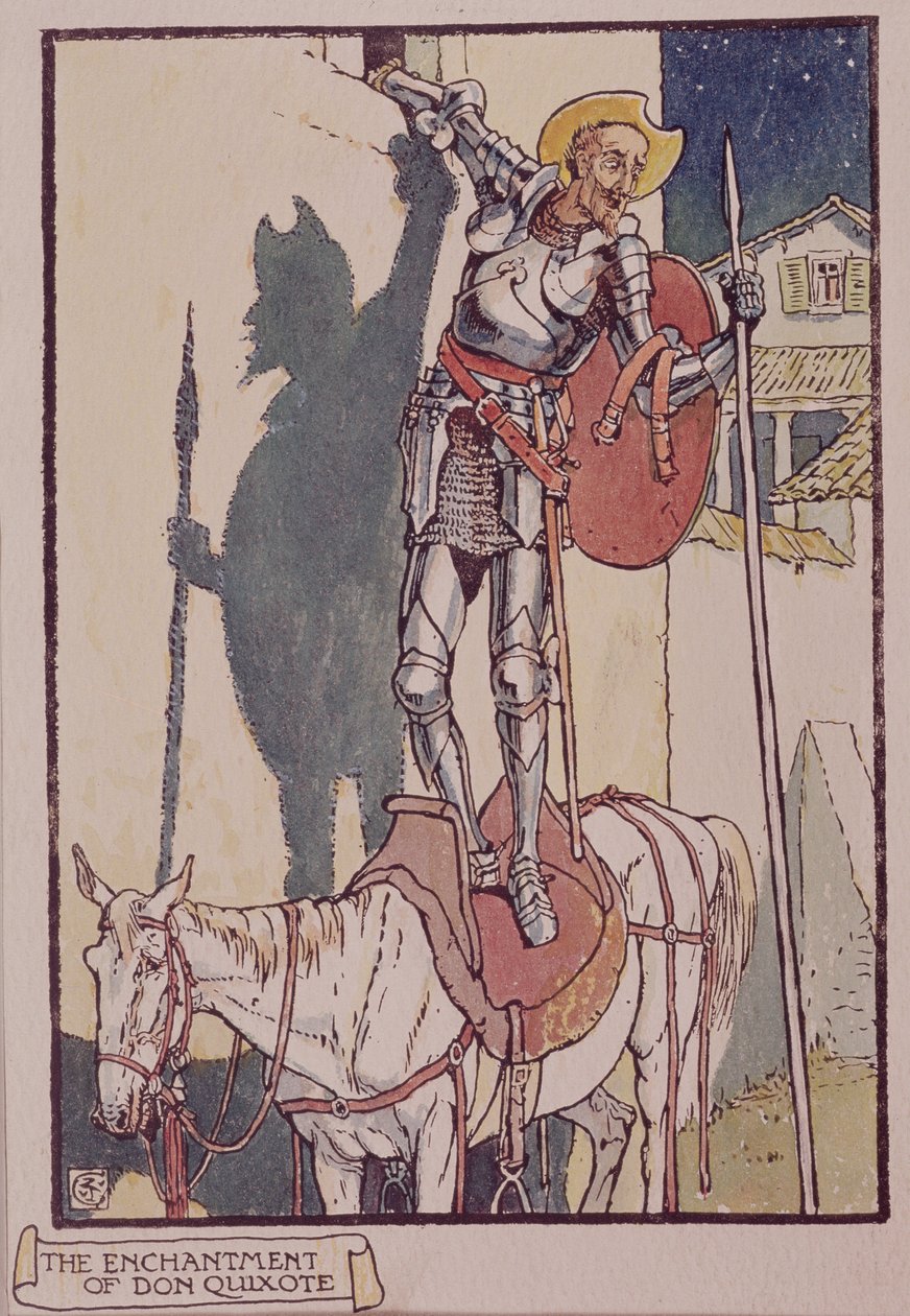 دون كيشوت من &39;Don Quixote de la Mancha&39; بواسطة سرفانتس (رسم خطي) بواسطة والتر كرين