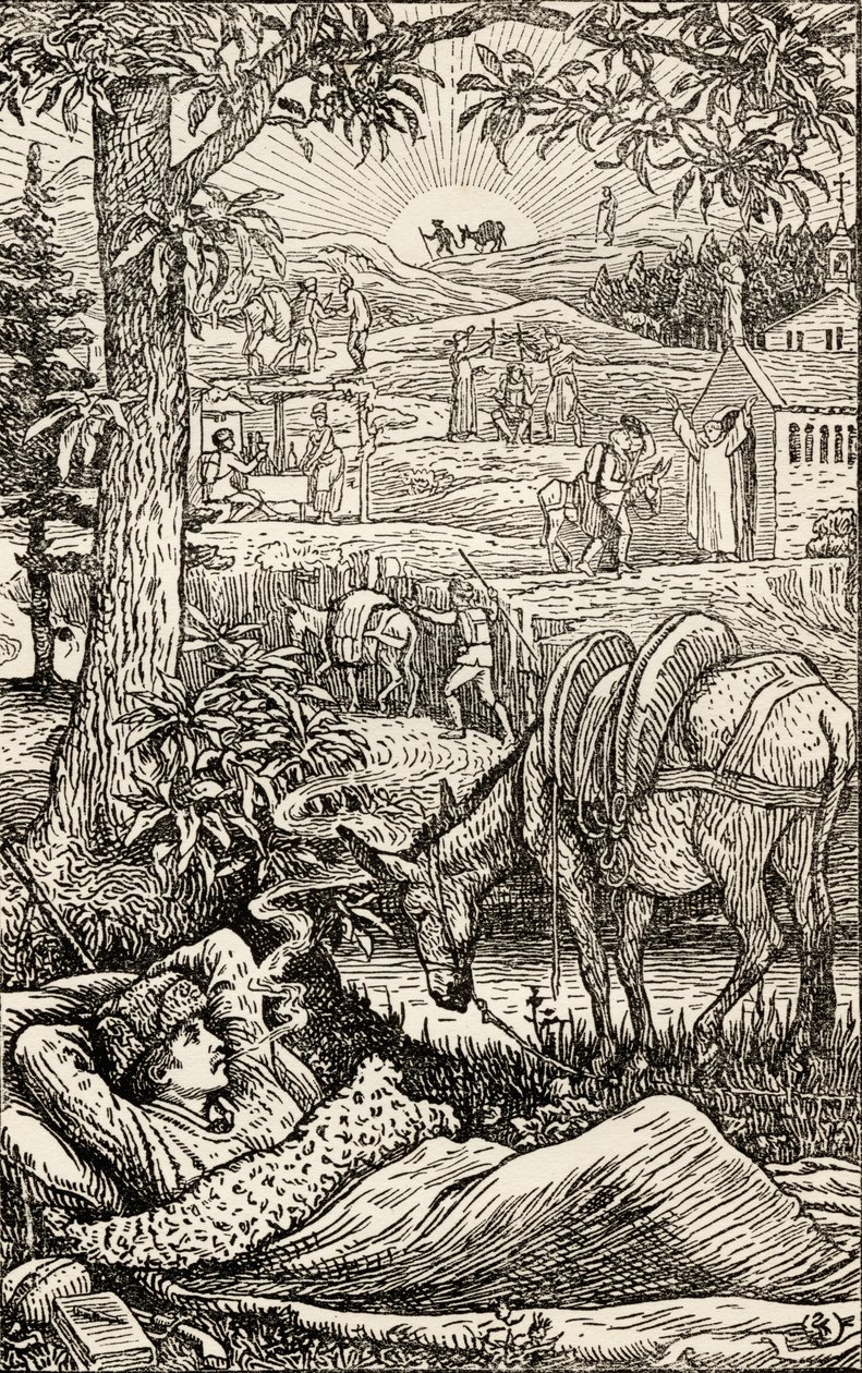 صورة عن "رحلات مع حمار في السيفين" بقلم روبرت لويس ستيفنسون (1850-1894) طبع 1907 بواسطة والتر كرين