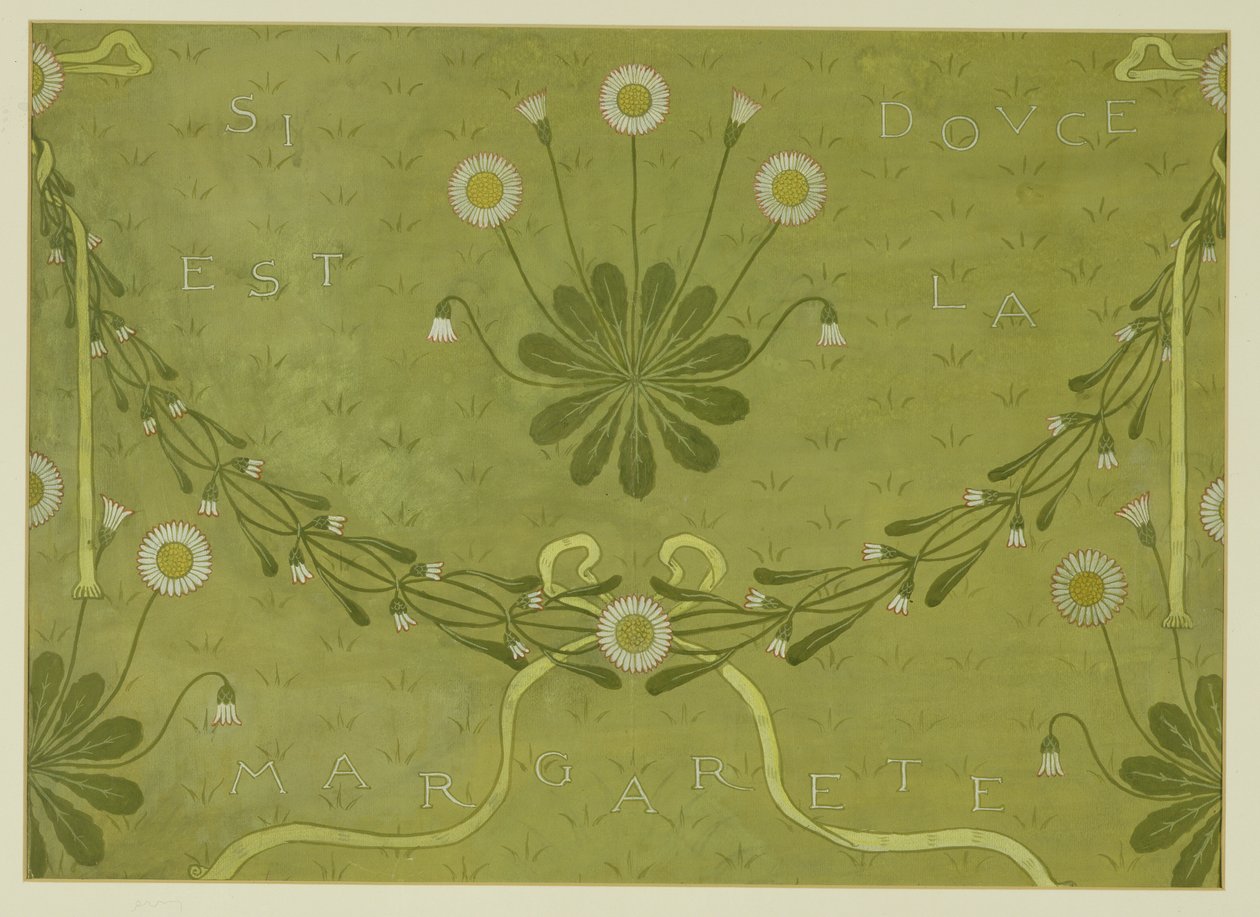 تصميم ورق الجدران `` La Margarete &39;&39; ، طبعه جيفري وشركاه ، 1876 (لون الجسم على الورق) بواسطة والتر كرين