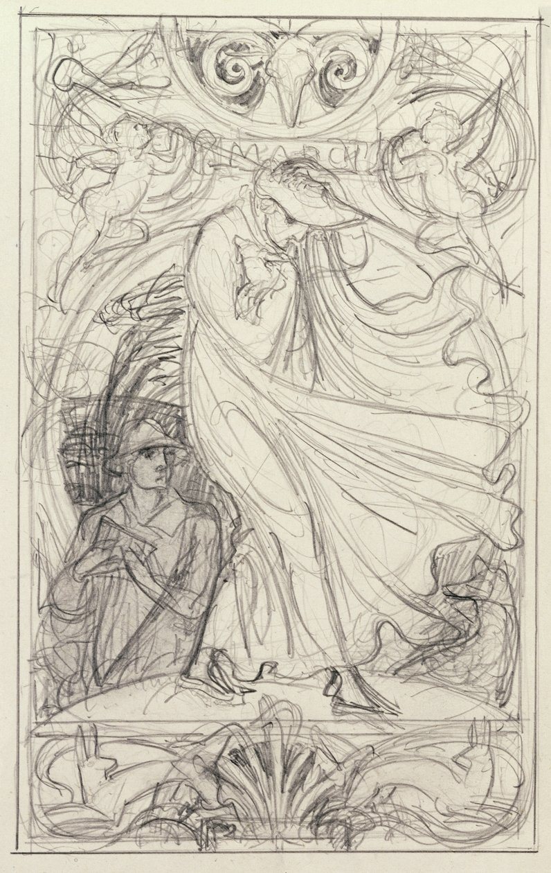 رسم تحضيري لتقويم ، 1890 ج (قلم وقلم وحبر مع طلاء على الورق) بواسطة والتر كرين