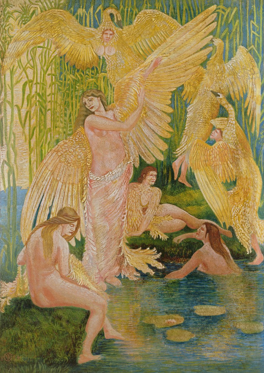 The Swan Maidens ، 1894 (زيت ووسائط مختلطة على ورق) بواسطة والتر كرين