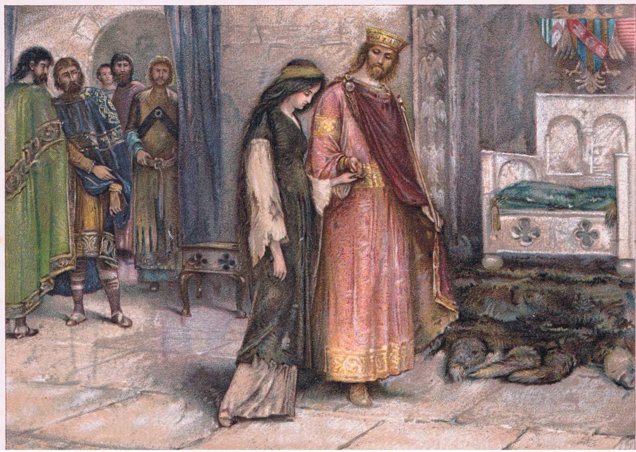 الملك Cophetha وخادمة متسول ، توضيح من صور Tennyson التي نشرتها EP Dutton & Co ، c.1900 بواسطة والتر باجيت
