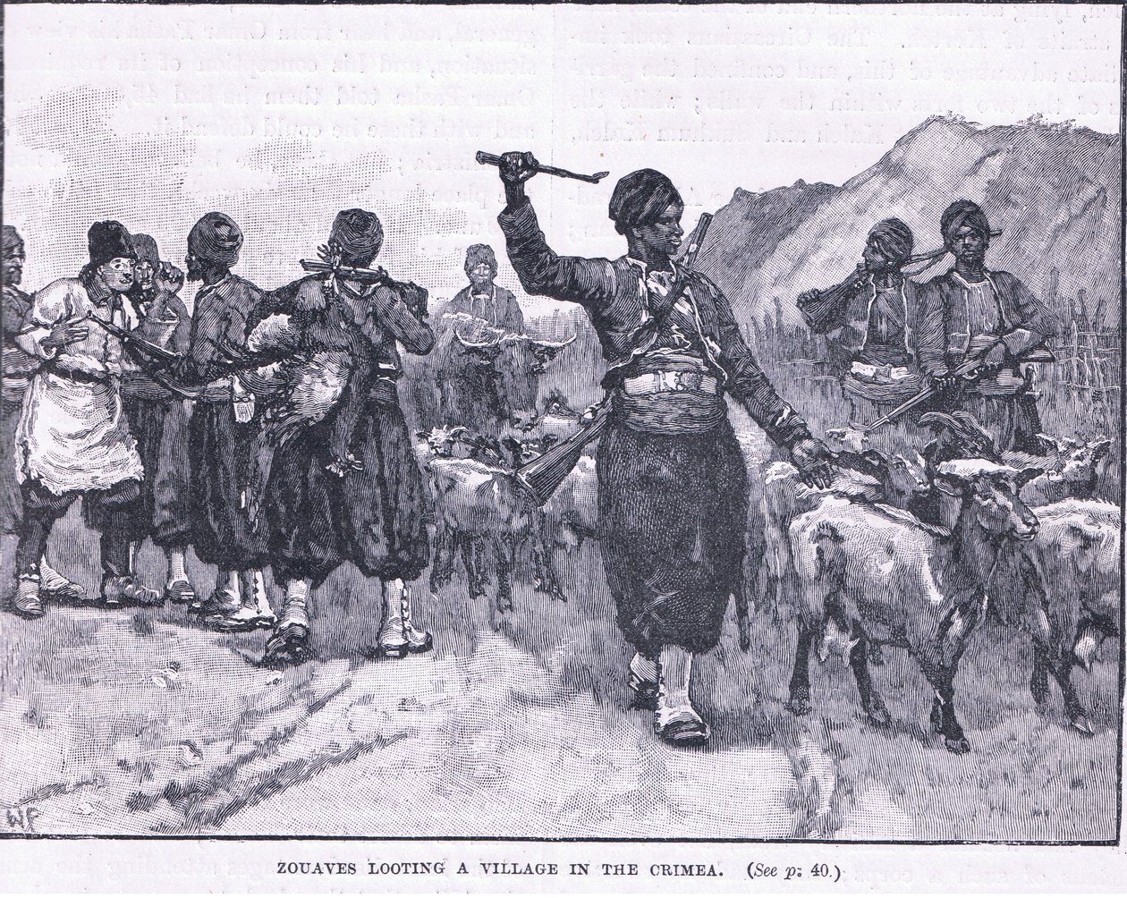 Zouves نهب قرية في شبه جزيرة القرم 1854 م بواسطة والتر باجيت