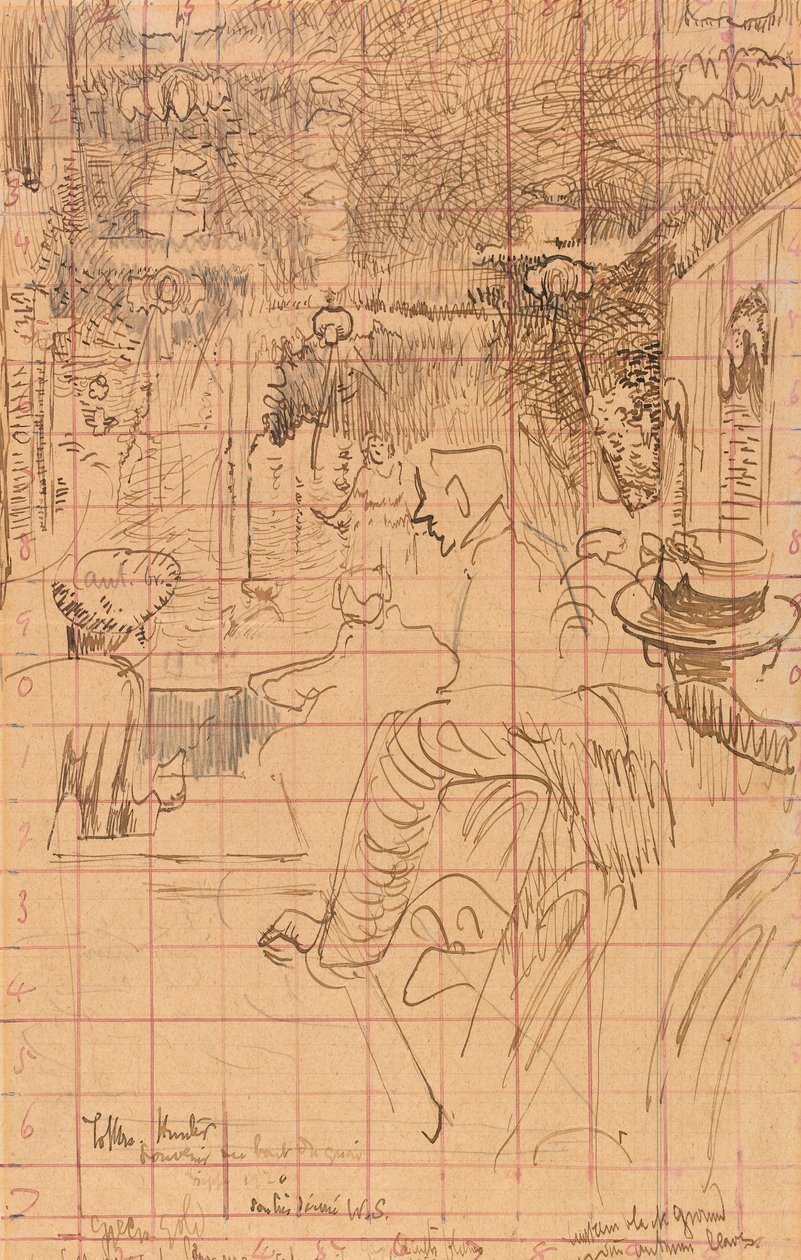 حفلة مقهى في Vernet&39;s ، Dieppe ، 1920 (الجرافيت والحبر البني على الورق) بواسطة والتر ريتشارد سيكرت