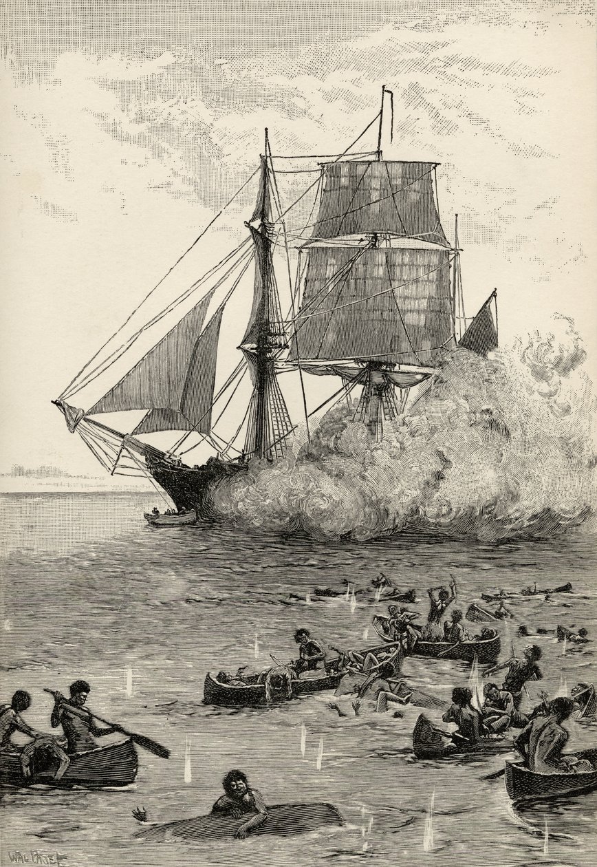 "أعطاهم مثل هذا الجانب الواسع" ، توضيح من "روبنسون كروزو" لدانيال ديفو (1660-1731) نشر عام 1896 بواسطة والتر ستانلي باجيت