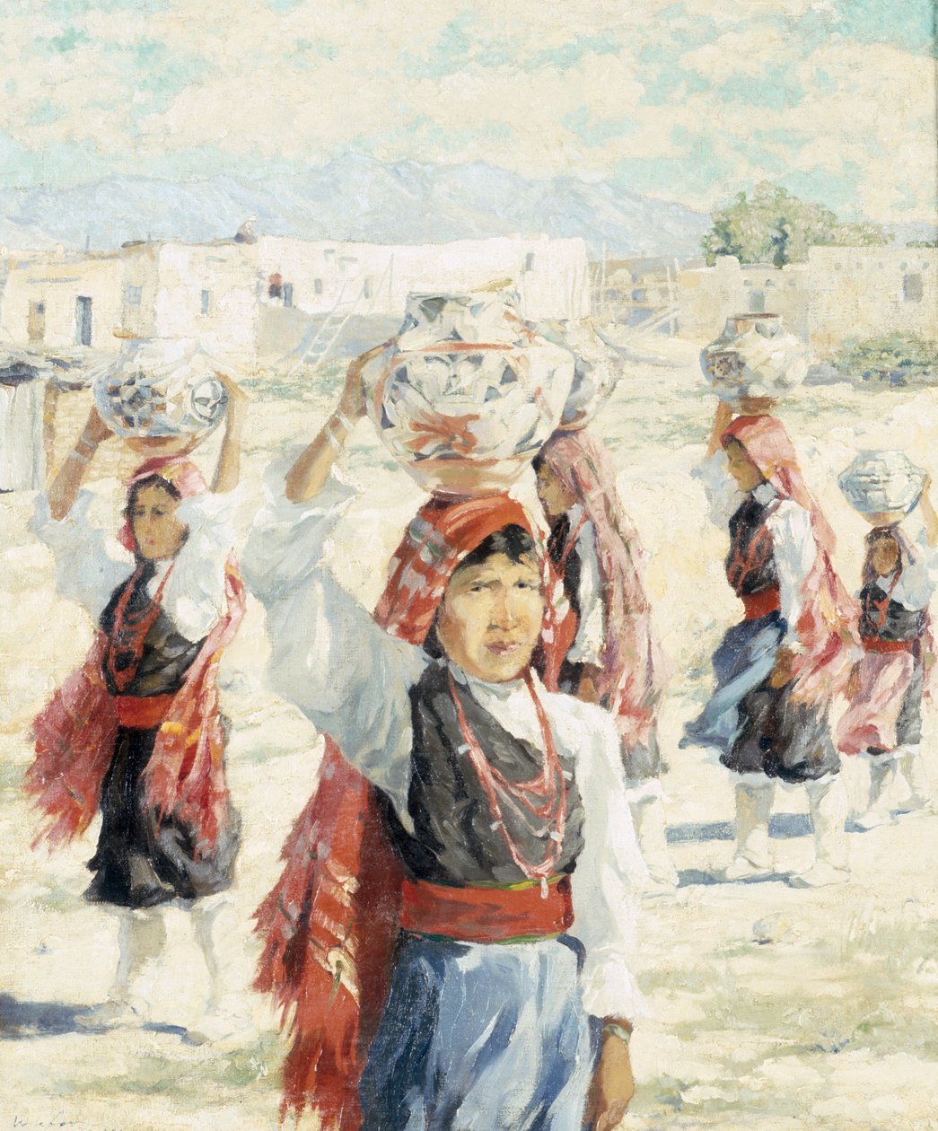 Girls Isleta ، c.1915 (زيت على قماش على متن) بواسطة والتر أوفر