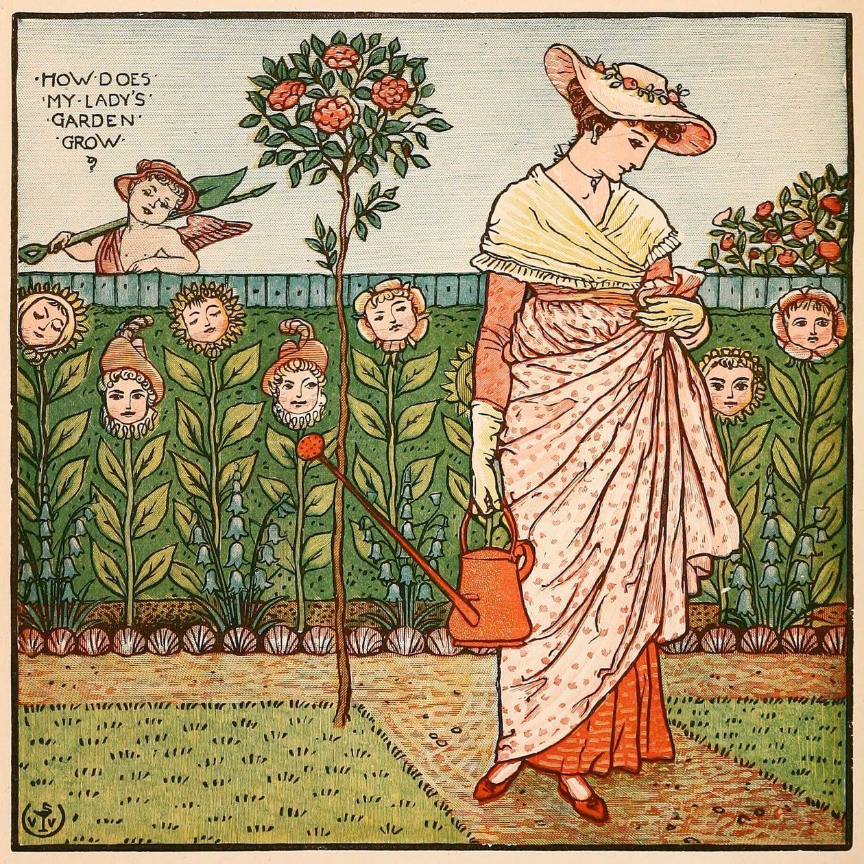 كيف تنمو حديقة سيدتي ، من كتاب لوحة والتر كرين ، حانة. 1889. بواسطة والتر كرين