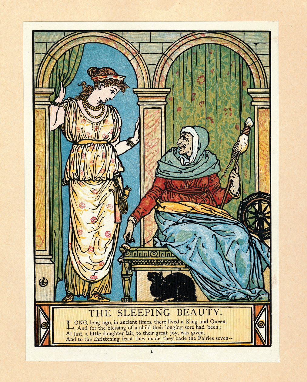 الأميرة تتعلم الدوران ، من The Blue Beard Picture Book ، حانة. 1879 طباعة حجرية ملونة ، 1879. بواسطة والتر كرين