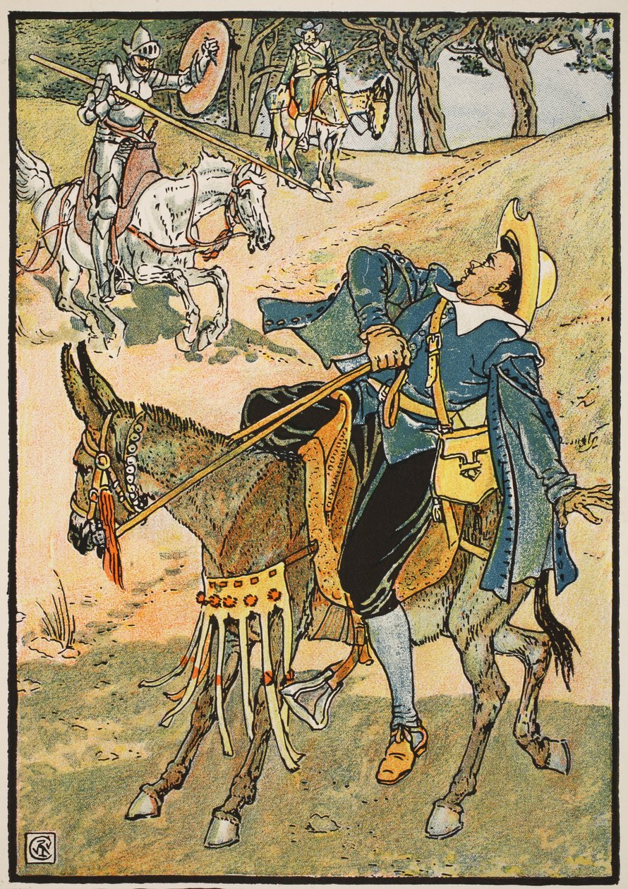 الفوز الغني لخوذة Mambrino ، صورة توضيحية من "Don Quixote of the Mancha" أعاد القاضي Parry ، الحانة. Blackie und Son Ltd ، لندن ، 1900 بواسطة والتر كرين