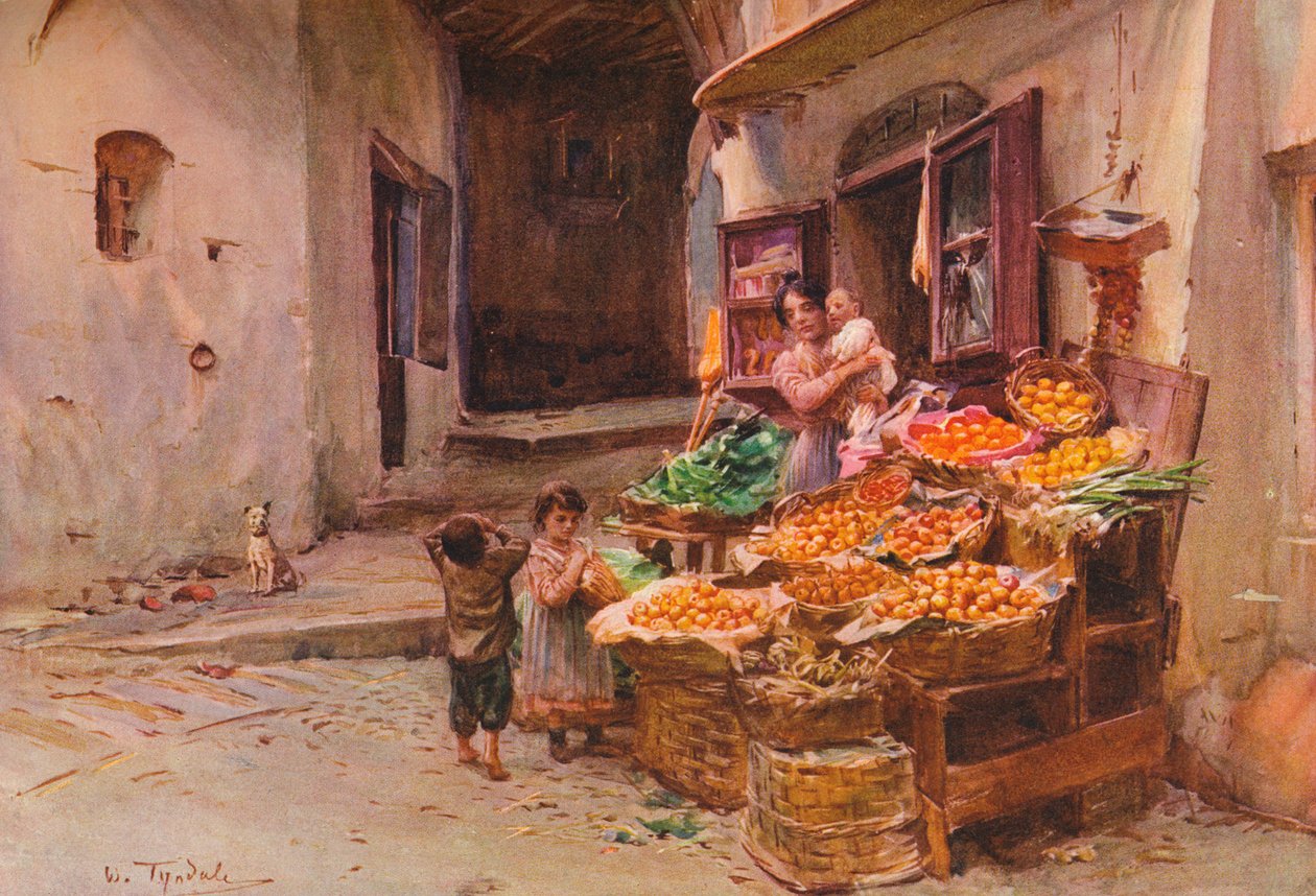 كشك فواكه في سان ريمو ، c1900 1913 بواسطة والتر فريدريك روف تندل