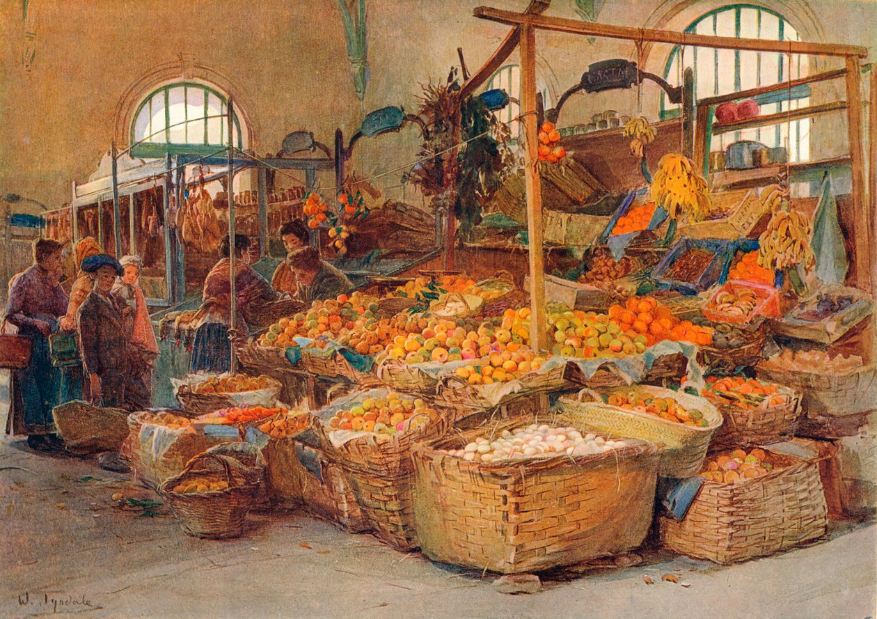 كشك الفاكهة ، سوق مينتون ، c1875-1906 ، 1906 بواسطة والتر فريدريك روف تندل
