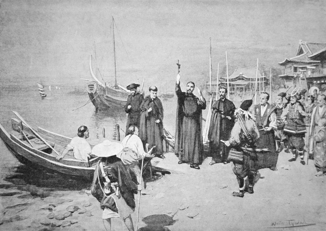 The Landing of St. Francis Xavier at Kagoshima (litho) بواسطة والتر فريدريك روف تندل