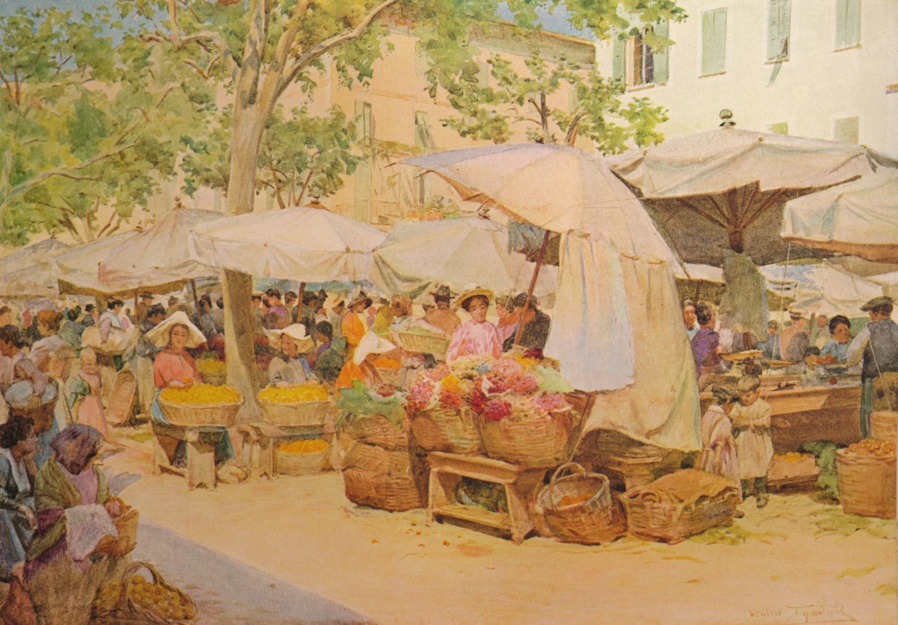 السوق في نيس ، c1910 ، 1912 بواسطة والتر فريدريك روف تندل