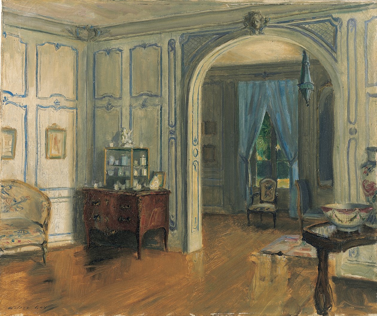 The Salon Carre of the Villa Trianon ، حوالي عام 1910 (زيت على قماش) بواسطة والتر جاي
