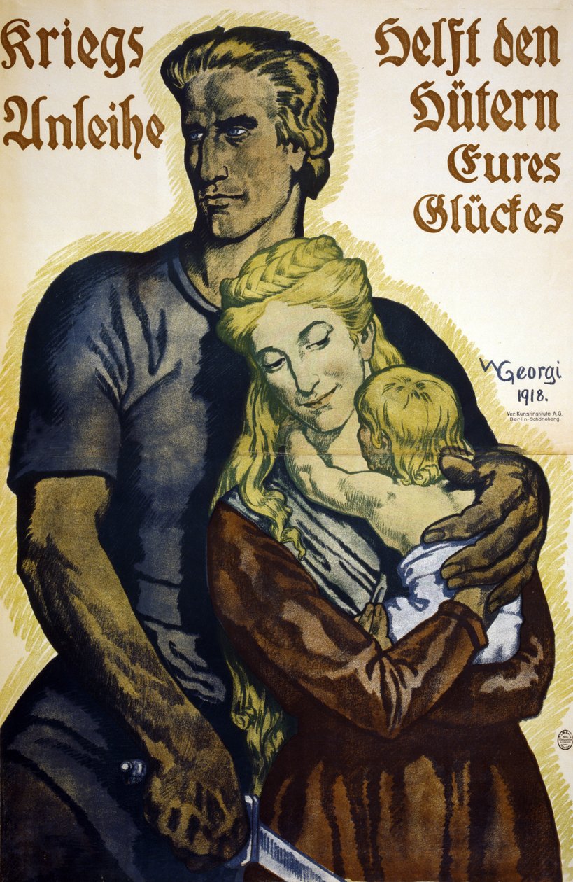 الحرب العالمية الأولى 1914-1918. ملصق ألماني للمشتركين في سندات قرض الحرب بواسطة والتر جورجي