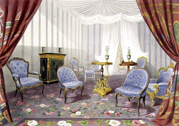 كريستال بالاس ، غرفة تقاعد الملكة ، من Recollection's of the Great Exhibition (حجر ملون) بواسطة والتر جودال