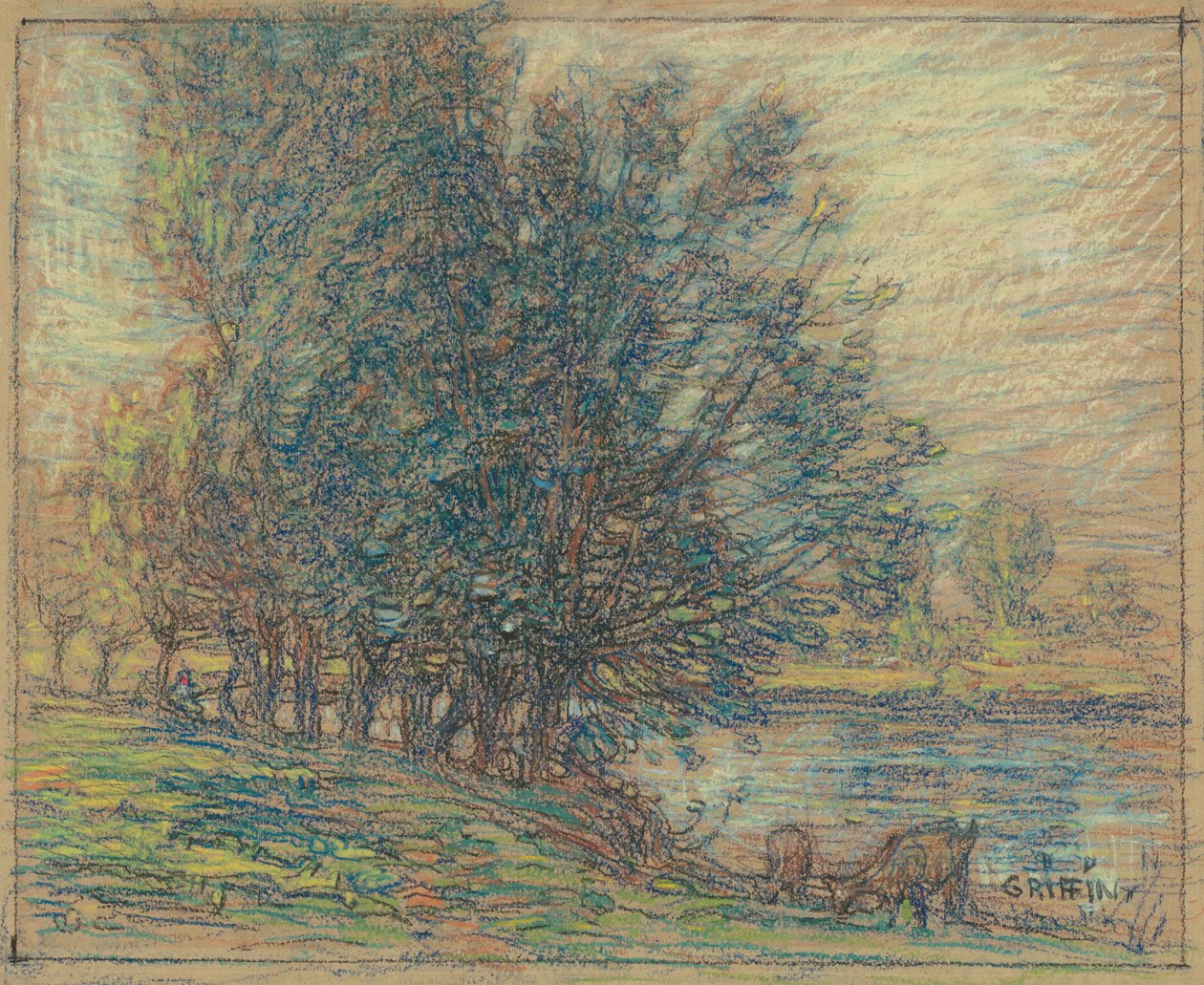 ويلوز ، لونجبري ، فرنسا ، c.1911-18 (باستيل على ورق منسوج) بواسطة والتر جريفين