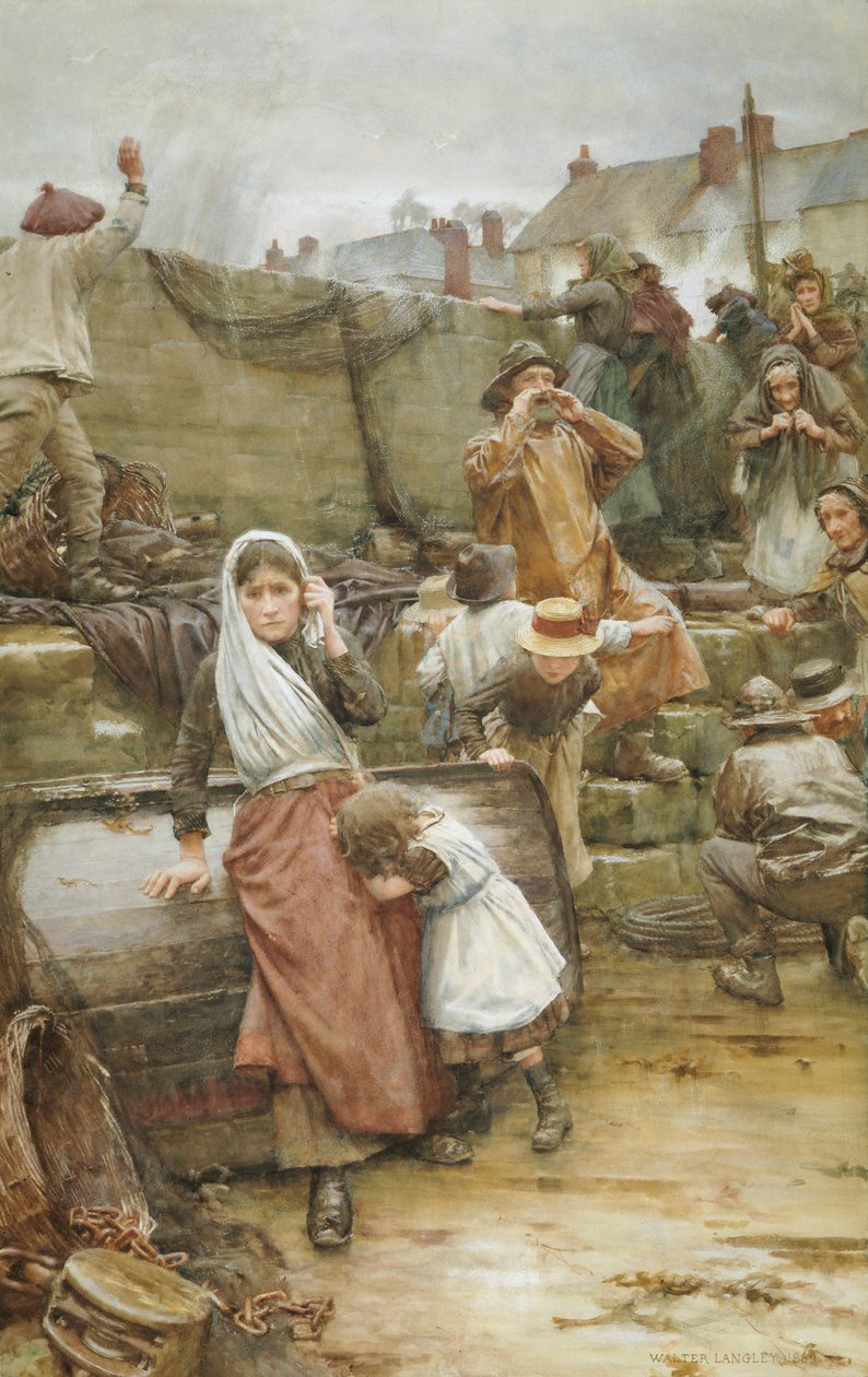 مشهد الكوارث في قرية صيد الكورنيش ، 1889 بواسطة والتر لانجلي