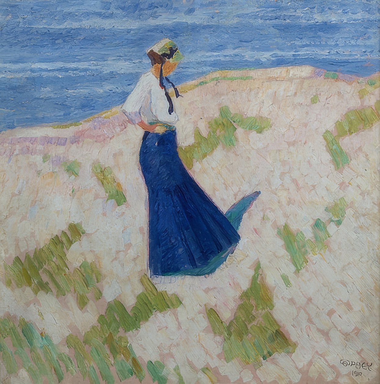 Bernhardine Bornemann على الشاطئ في Heist. 1910 بواسطة والتر أوفي