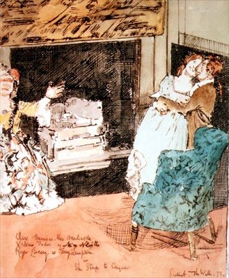 مشهد من فيلم "She Stoops to Conquer" لأوليفر جولدسميث بواسطة والتر ريتشارد سيكرت