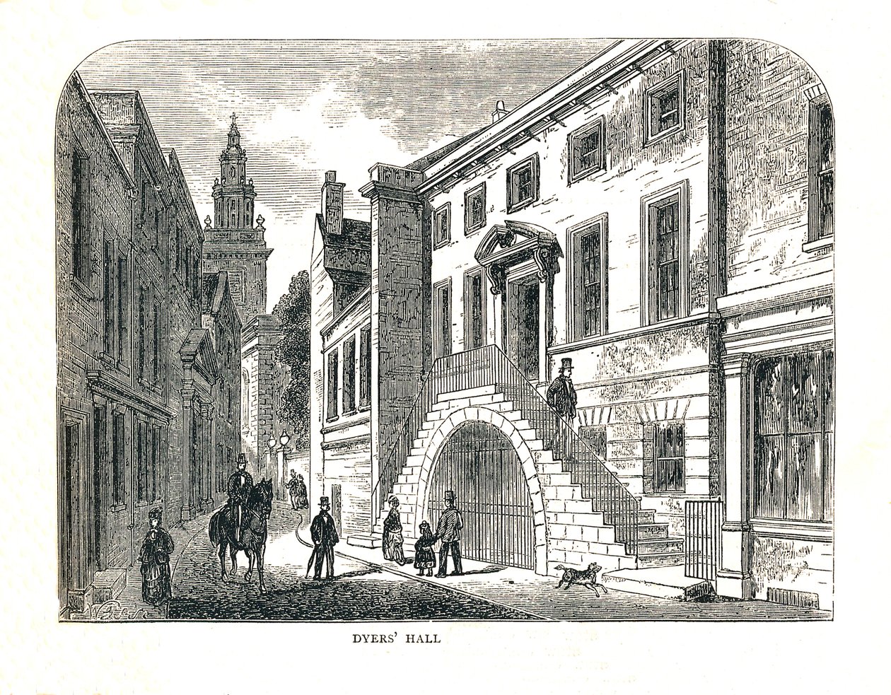 Dyers 'Hall ، College Street ، كما أعيد بناؤها 1857 بواسطة والتر ثورنبيري