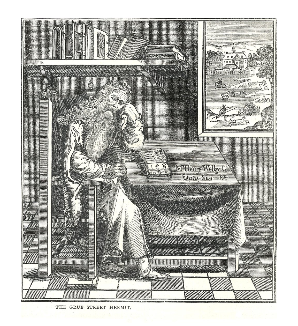 The Grub Street Hermit. من صورة نشرها ريتشاردسون ، 1878 بواسطة والتر ثورنبيري