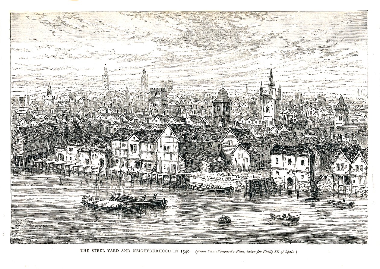 رصيف حديد ساحة الصلب والجوار عام 1540. على ضفة النهر ، 1878 بواسطة والتر ثورنبيري