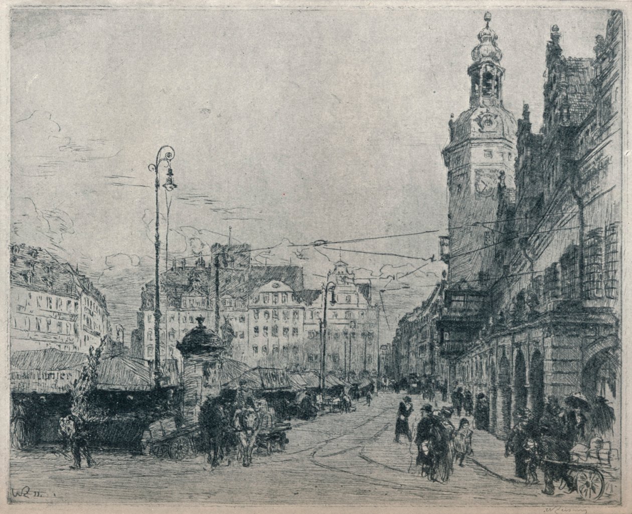 سوق السوق ، لايبزيغ ، c1913 بواسطة والتر تسايسينج