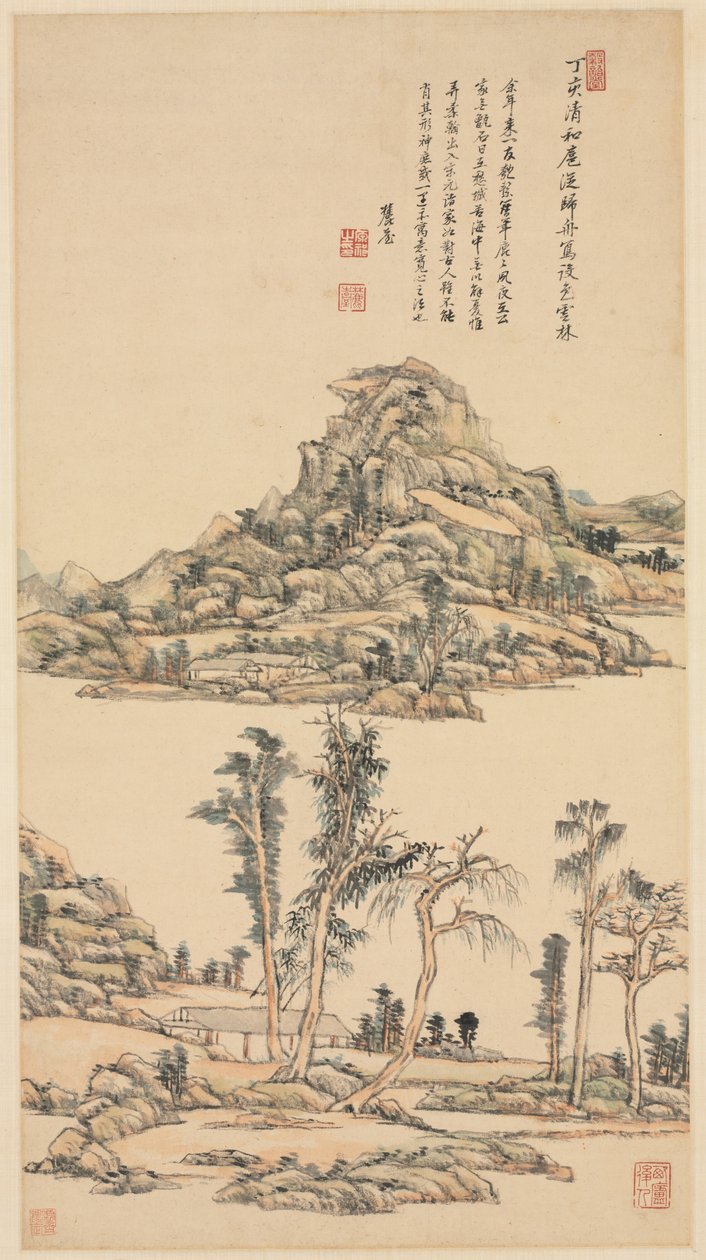 منظر طبيعي بأسلوب ألوان Ni Zan بواسطة وانغ Yuanqi