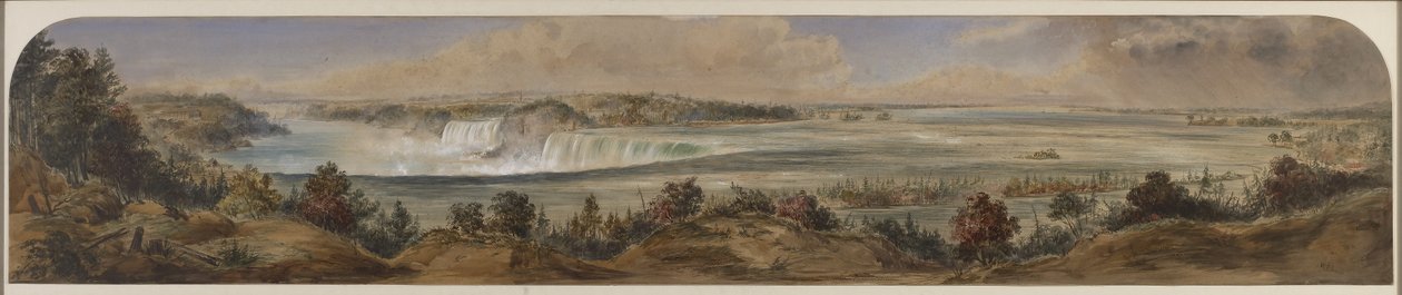 منظر واسع لشلالات نياغارا من الأعلى ، c.1865 (مرحاض على ورق) بواسطة واشنطن صديق