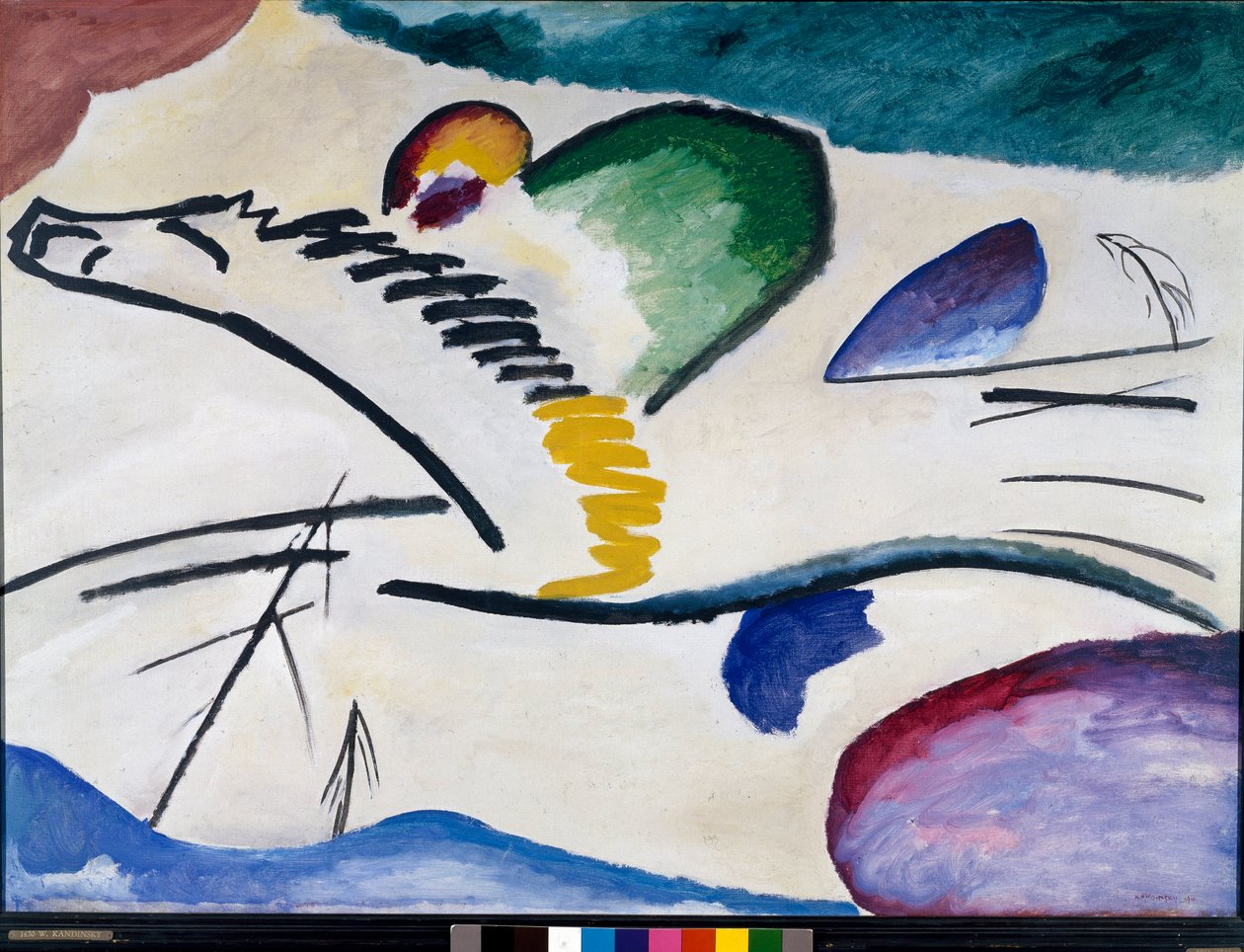 لوحة غنائية (صمت مدبب) رسم بواسطة فاسيلي كاندينسكي (أو فاسيلي كاندينسكي أو كاندينسكيج ، 1866-1944). 1911 ديم. 94x130 سم روتردام ، متحف Boymans-Van Beuningen بواسطة فاسيلي كاندينسكي