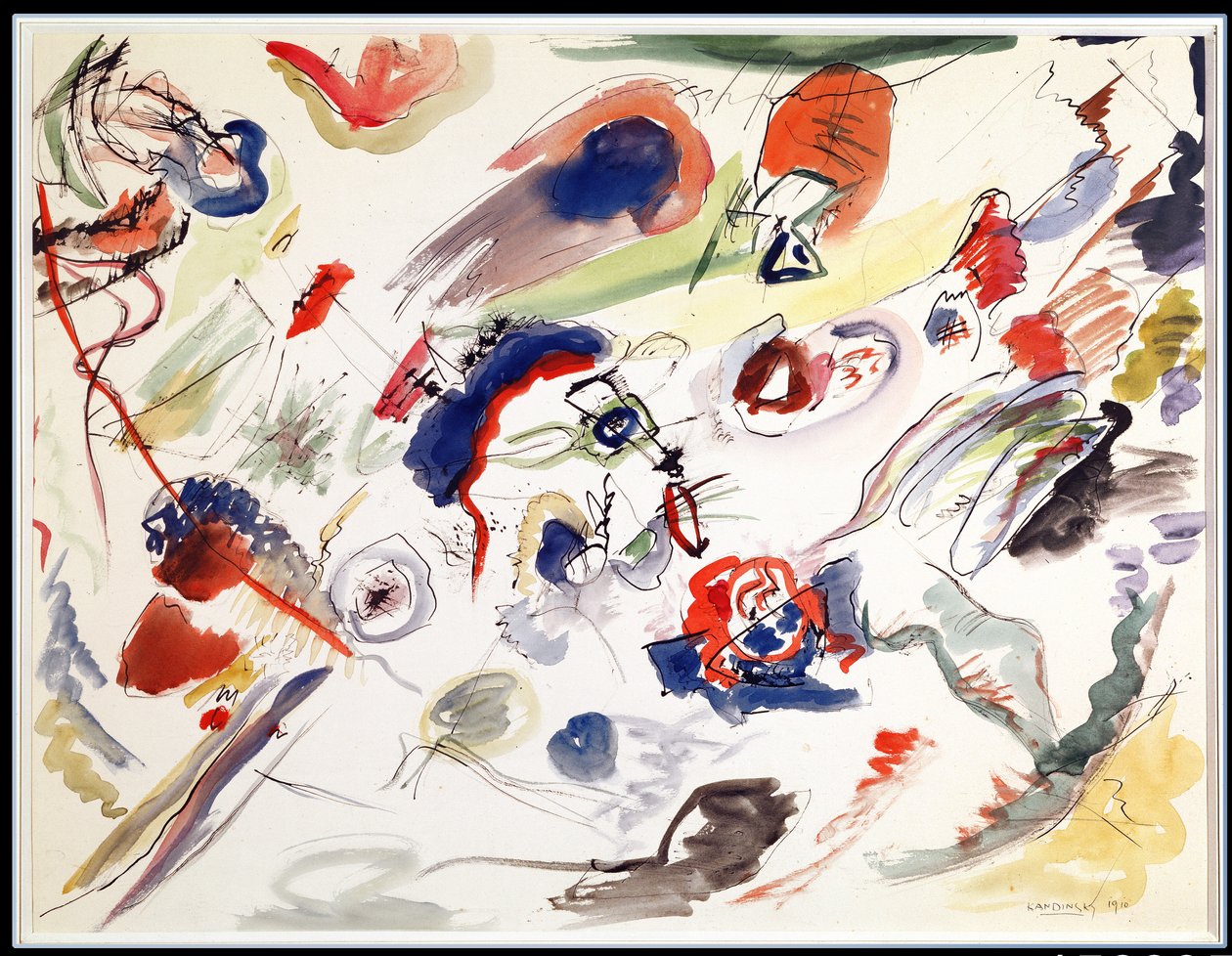 بدون عنوان - First Abstraction، 1910 (قلم ، حبر و مرحاض على ورق) بواسطة فاسيلي كاندينسكي