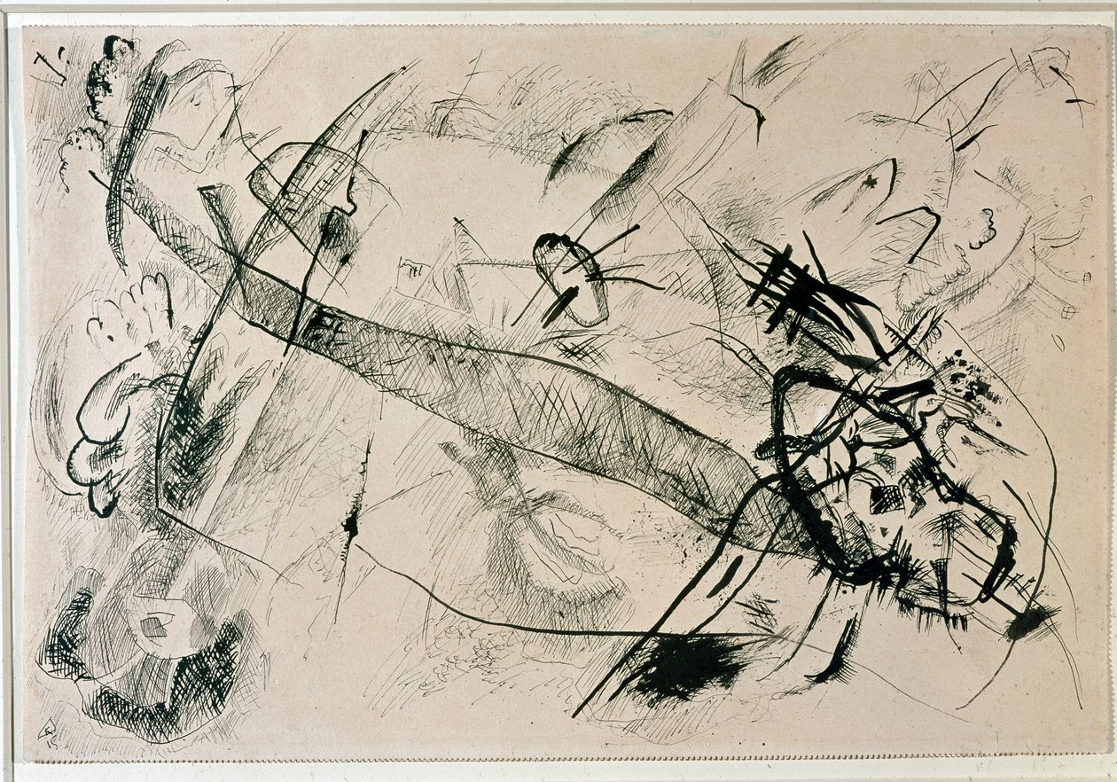 رسم بدون عنوان بواسطة فاسيلي كاندينسكي (أو فاسيلي كاندينسكي أو كاندينسكيج ، 1866-1944). 1915 نيويورك ، متحف الفن الحديث بواسطة فاسيلي كاندينسكي