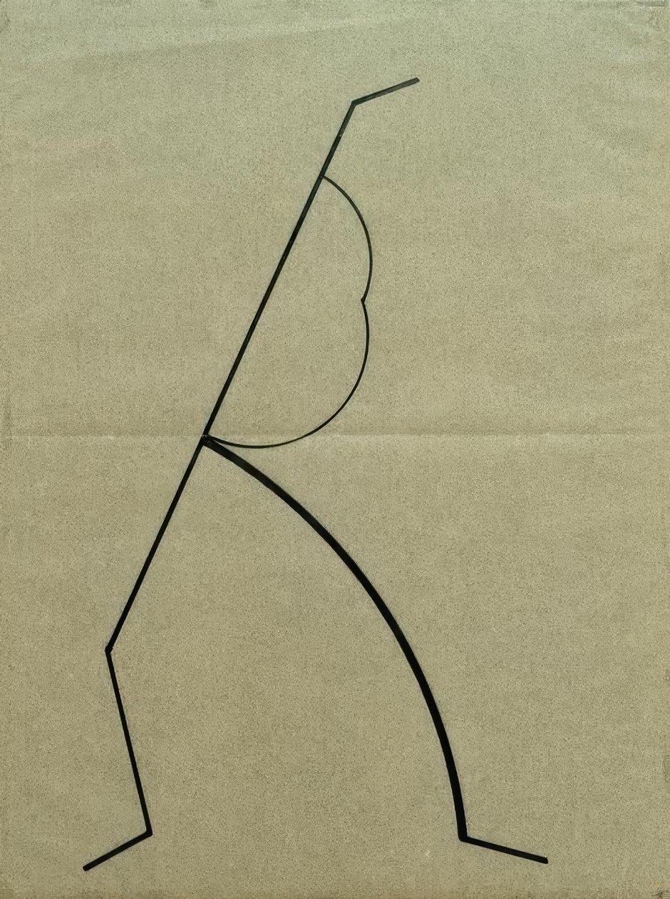 رسم تحليلي يعتمد على صور الرقص بالوكا ، خط مستقيم قائم على منحنيات بسيطة بواسطة فاسيلي كاندينسكي