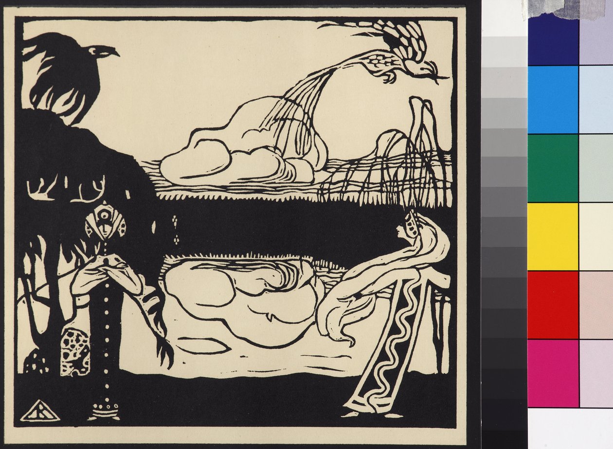 Deux oiseaux - Two Birds (Zwei Voegel) ، بقلم كاندينسكي ، فاسيلي فاسيليفيتش (1866-1944). قطع خشبية بواسطة فاسيلي كاندينسكي