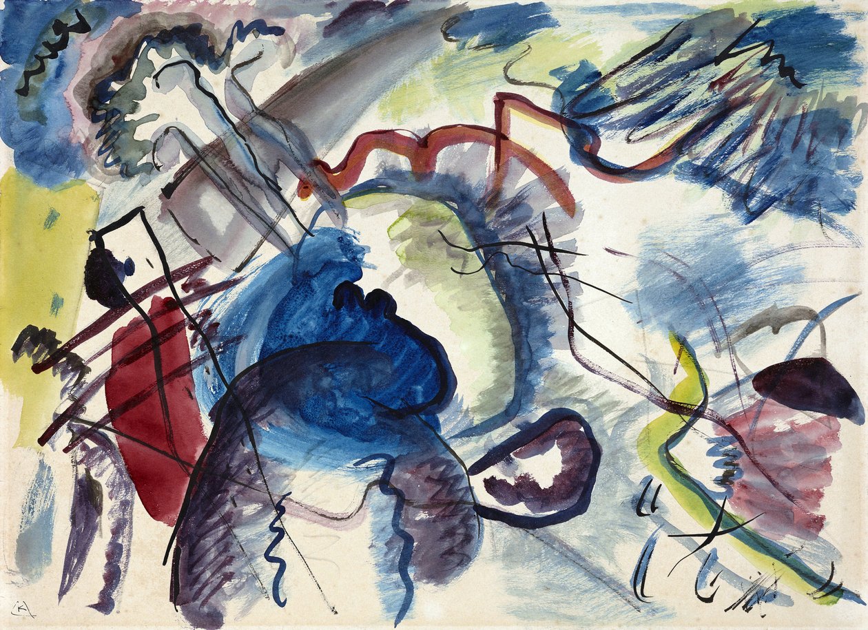 "" Esquisse pour peinture a bordure blanche "(رسم للرسم بحدود بيضاء) (تصميم للرسم بحدود بيضاء) الرسم بقلم فاسيلي كاندينسكي بواسطة فاسيلي كاندينسكي
