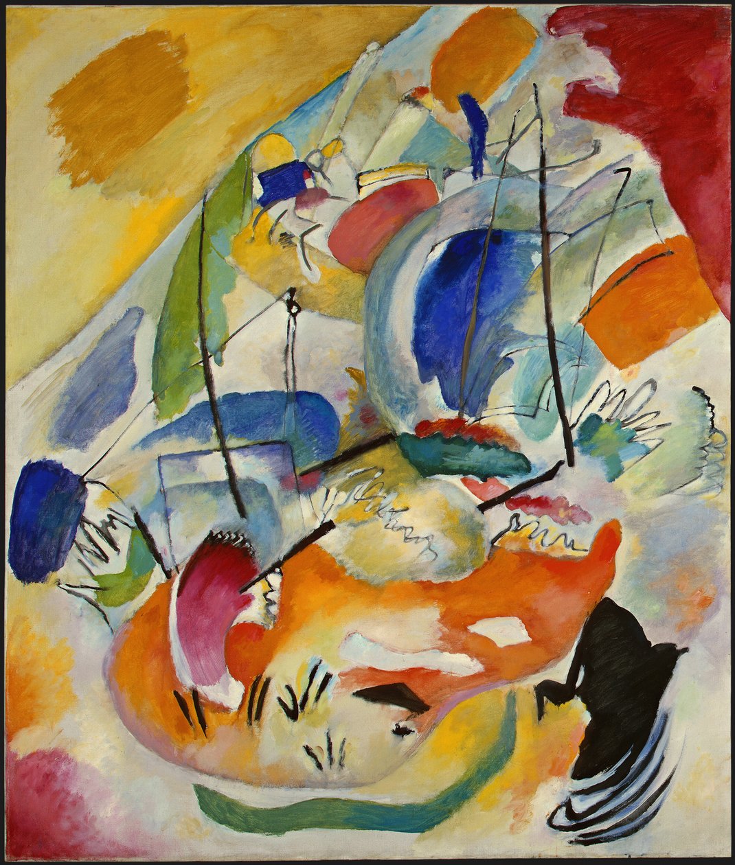 "" الارتجال 31 ، معركة بحرية "معركة بحرية - رسم لفاسيلي كاندينسكي (أو فاسيلي كاندينسكي أو كاندينسكي بواسطة فاسيلي كاندينسكي