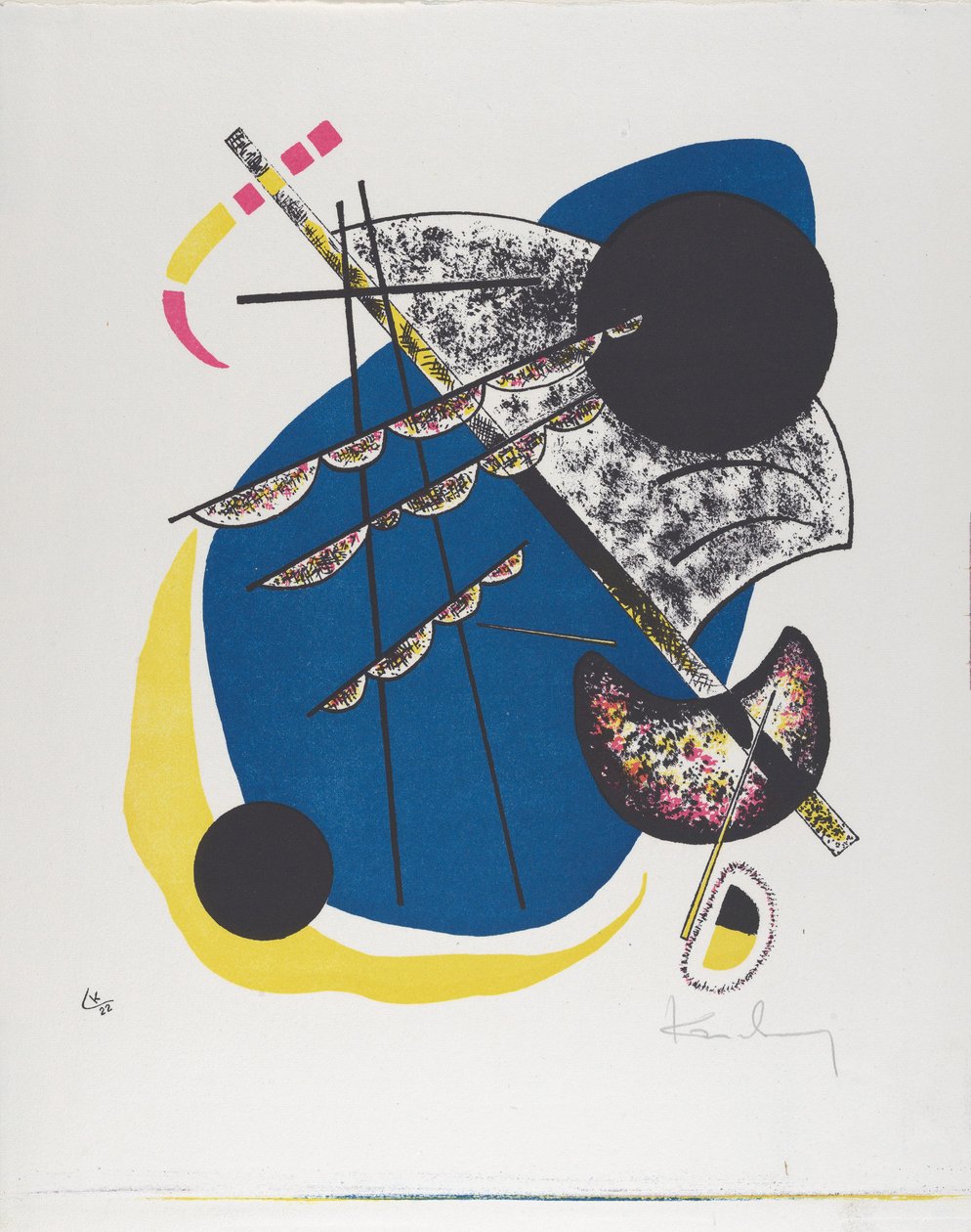 Kleine Welten II (Small Worlds II) ، 1922 (مطبوعة حجرية مطبوعة باللون الأسود والأحمر والأزرق والأصفر) بواسطة فاسيلي كاندينسكي