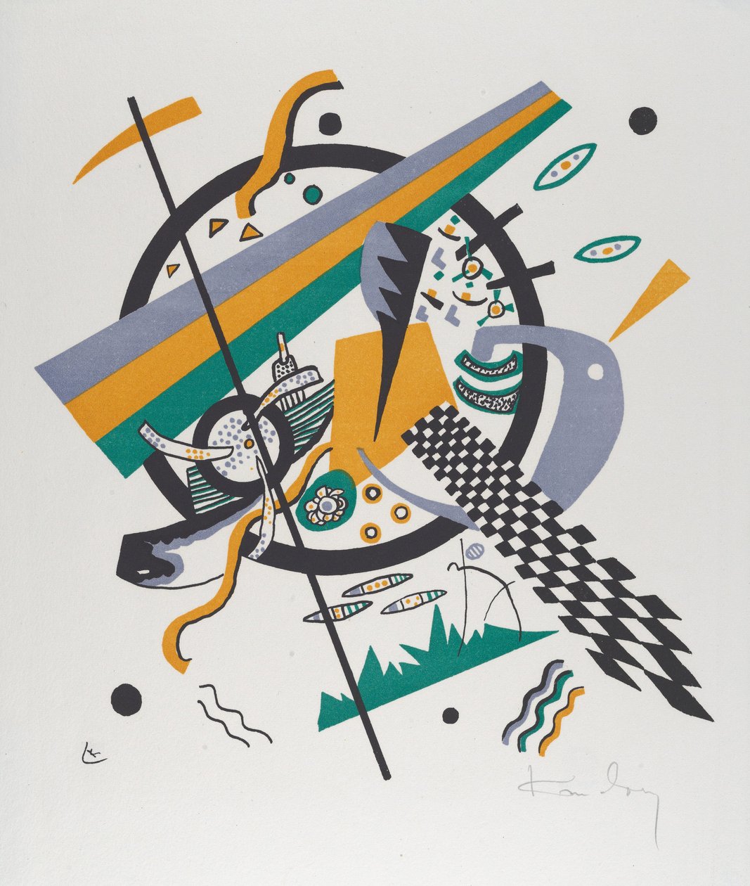 Kleine Welten IV (Small Worlds IV) ، 1922 (مطبوعة حجرية مطبوعة باللونين الأخضر والبرتقالي) بواسطة فاسيلي كاندينسكي