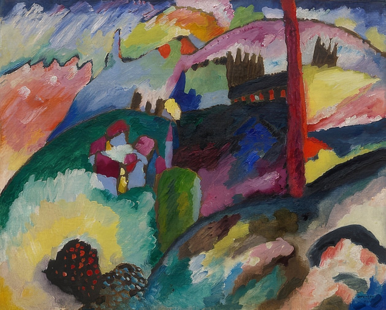 منظر طبيعي مع مدخنة صناعية. 1910 بواسطة فاسيلي كاندينسكي