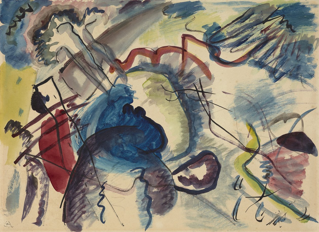 رسم للرسم بمسودة حدود بيضاء لصورة ذات حدود بيضاء ، 1913 بواسطة فاسيلي كاندينسكي