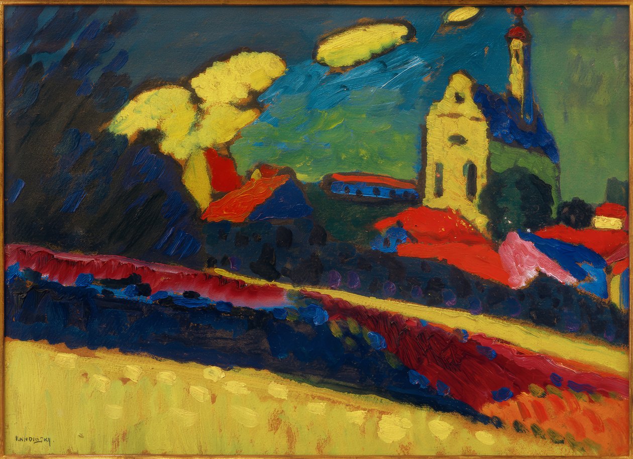 Studie zu Murnau – Landschaft mit Kirche I بواسطة فاسيلي كاندينسكي