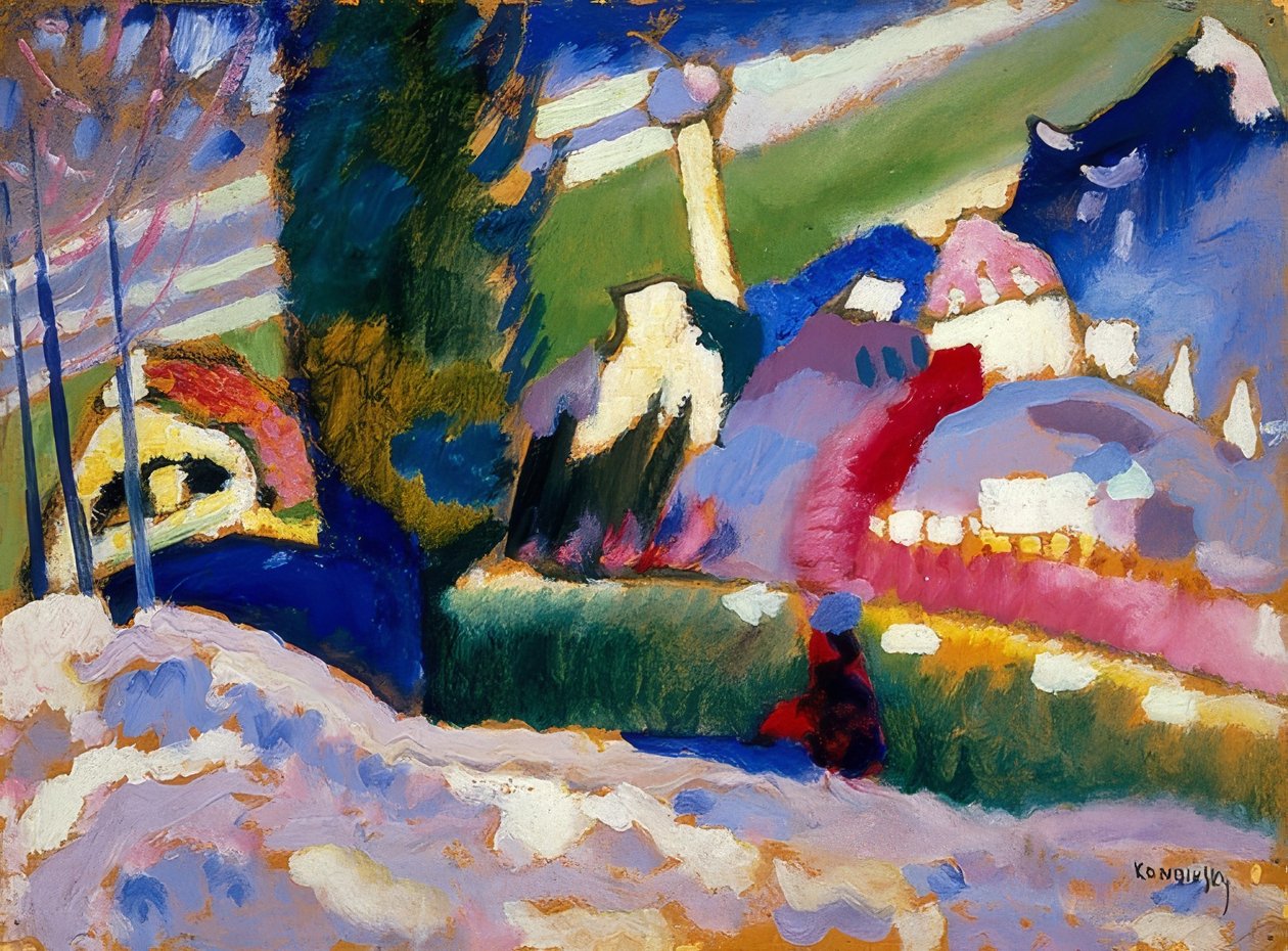 المناظر الطبيعية في فصل الشتاء مع الكنيسة. 1910-11 بواسطة فاسيلي كاندينسكي
