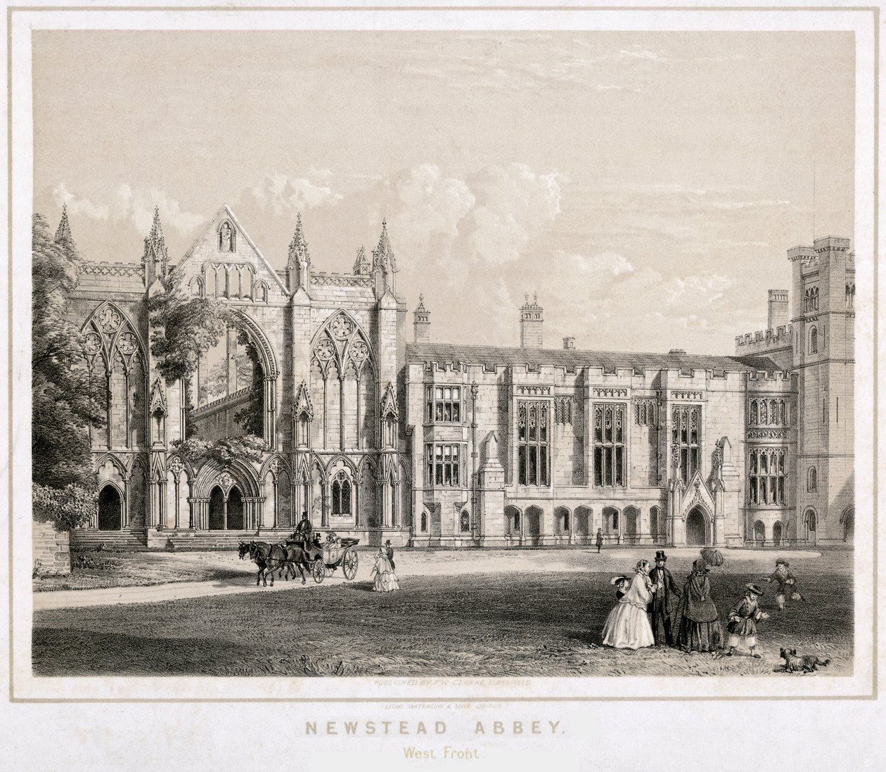 الجانب الغربي من Newstead Abbey ، Nottinghamshire ، c1860 بواسطة واترلو وأولاده