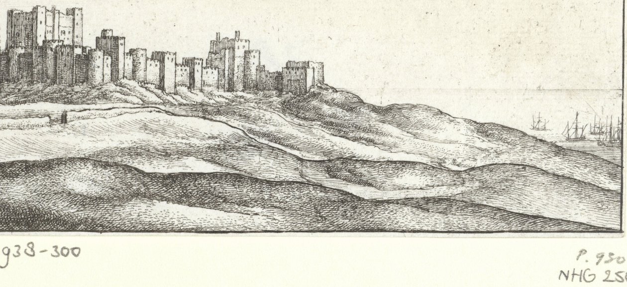 منظر لقلعة دوفر قلعة دوفر الجانب الغربي (العنوان على الكائن) مناظر حول الساحل الإنجليزي (عنوان المسلسل) بواسطة وينسلوس هولار