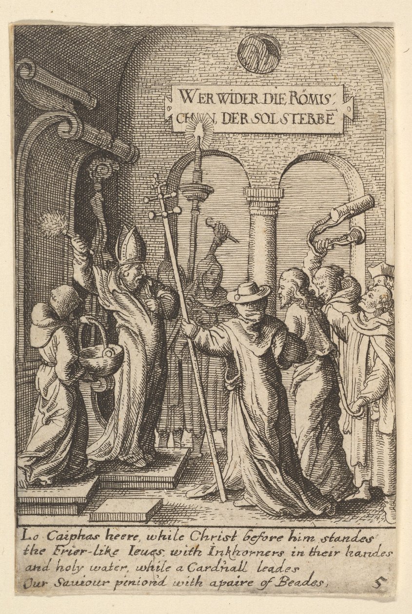 يسوع قبل Caiaphas ، 1625-1677. بواسطة وينسلوس هولار