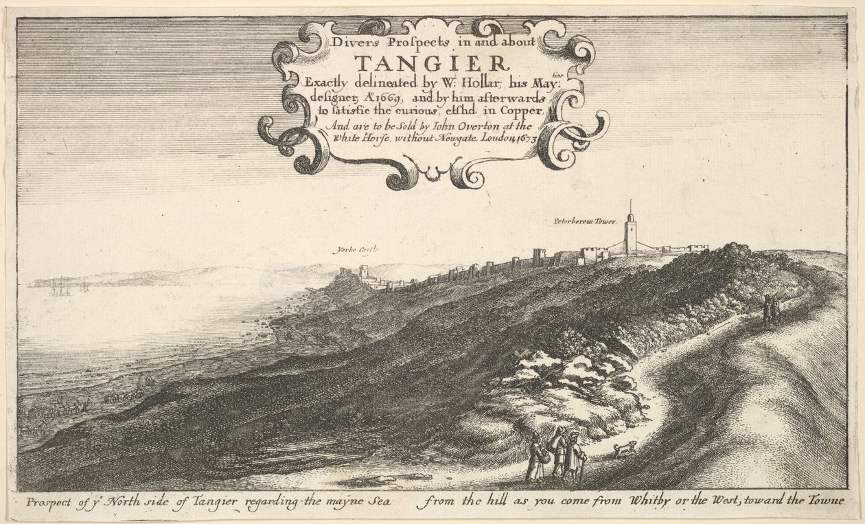 توقع الجانب الشمالي من طنجة فيما يتعلق ببحر الماين من التل عندما تأتي ... ، بحلول عام 1673. بواسطة وينسلوس هولار