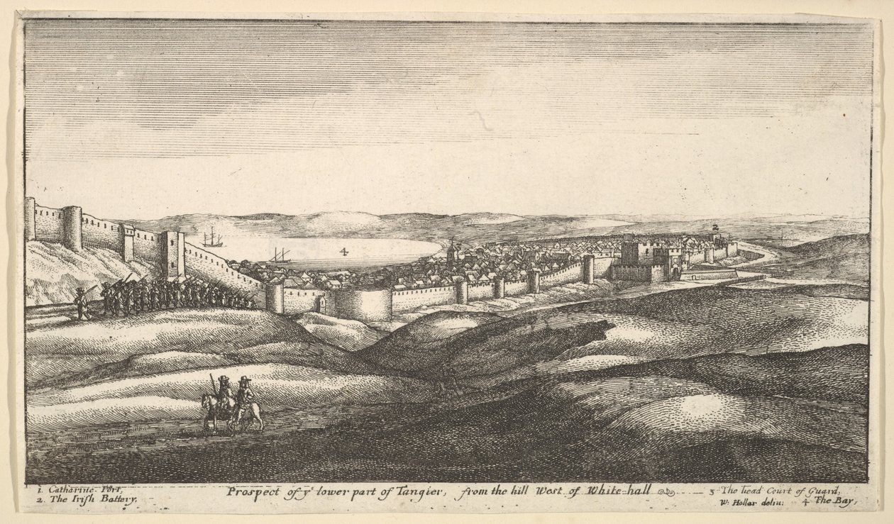 إمكانية الجزء السفلي من طنجة ، من التل الغربي للقاعة البيضاء ، 1669-1673. بواسطة وينسلوس هولار