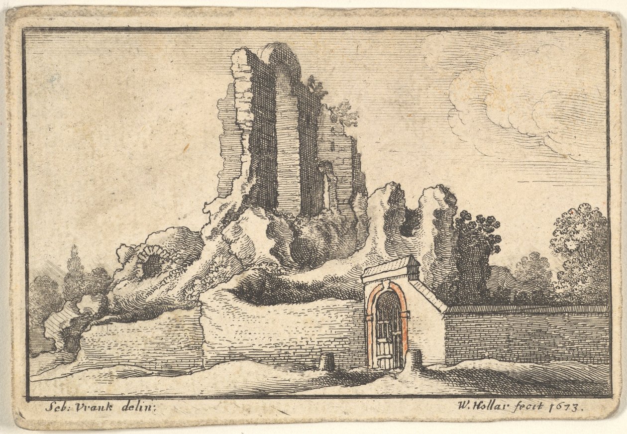 أطلال وبوابة محظورة في Esquiline Hill في روما ، 1673. بواسطة وينسلوس هولار